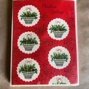 Vintage Pack of Christmas Cards / Unopened Unused / Holly Baskets